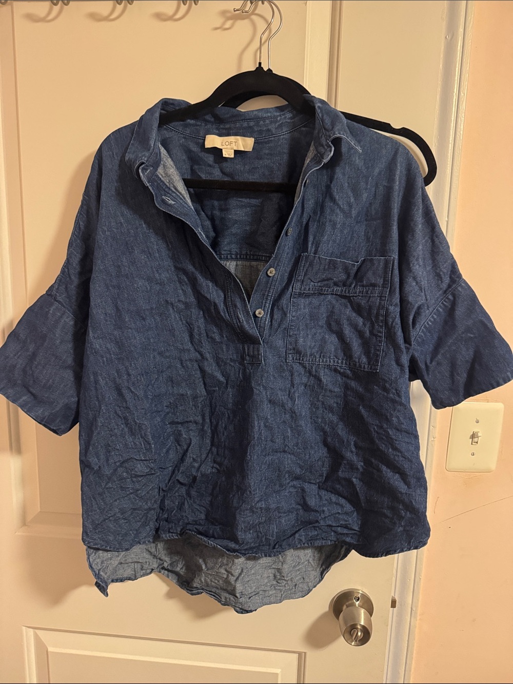 LOFT Indigo Short-Sleeve Button-Up Shirt